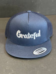 Embroidered Grateful Five Panel Navy Trucker Cap